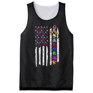 Autism Awareness Puzzle Flag Of The United States Of America Mesh Reversible Basketball Jersey Tank