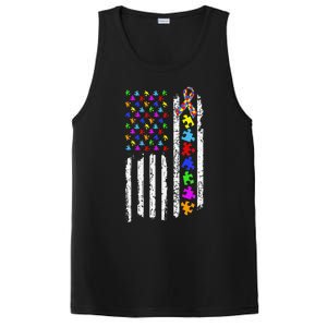 Autism Awareness Puzzle Flag Of The United States Of America PosiCharge Competitor Tank