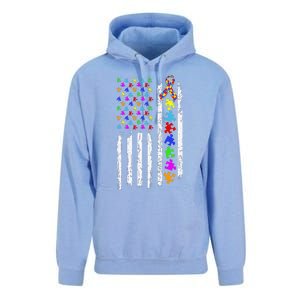 Autism Awareness Puzzle Flag Of The United States Of America Unisex Surf Hoodie