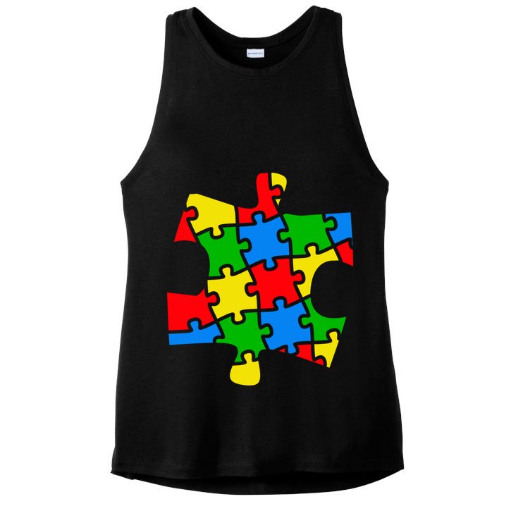 Autism Awareness Puzzle Piece Ladies PosiCharge Tri-Blend Wicking Tank