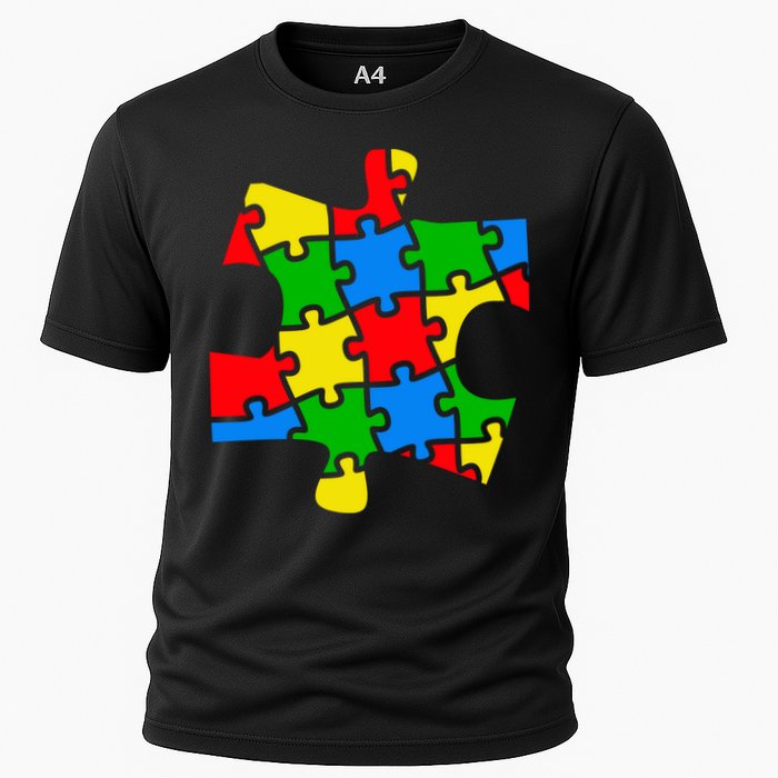 Autism Awareness Puzzle Piece Cooling Performance Crew T-Shirt