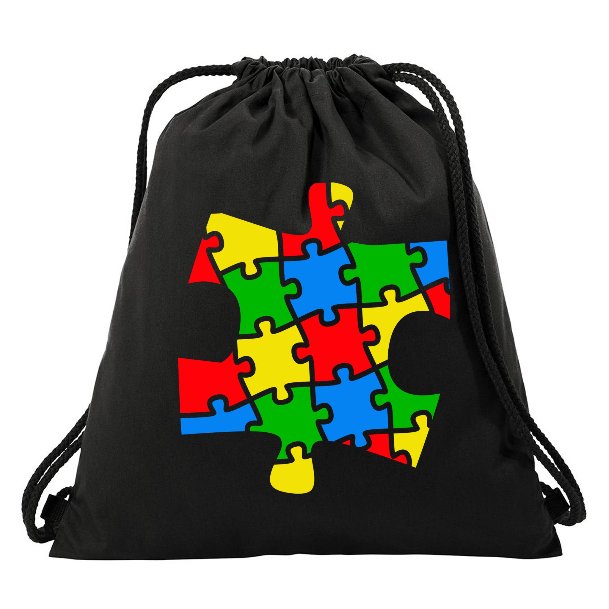 Autism Awareness Puzzle Piece Drawstring Bag
