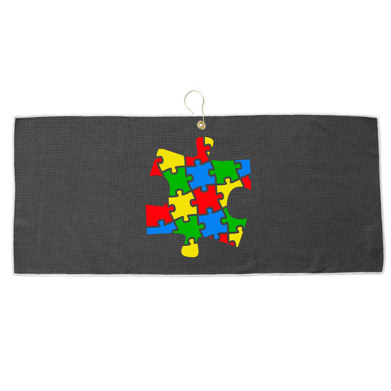 Autism Awareness Puzzle Piece Large Microfiber Waffle Golf Towel
