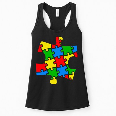 Autism Awareness Puzzle Piece Womens Tank Top