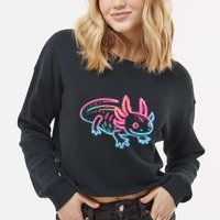 Axolotl Animal Pop Art Cute Axolotl Lover Cropped Pullover Crew