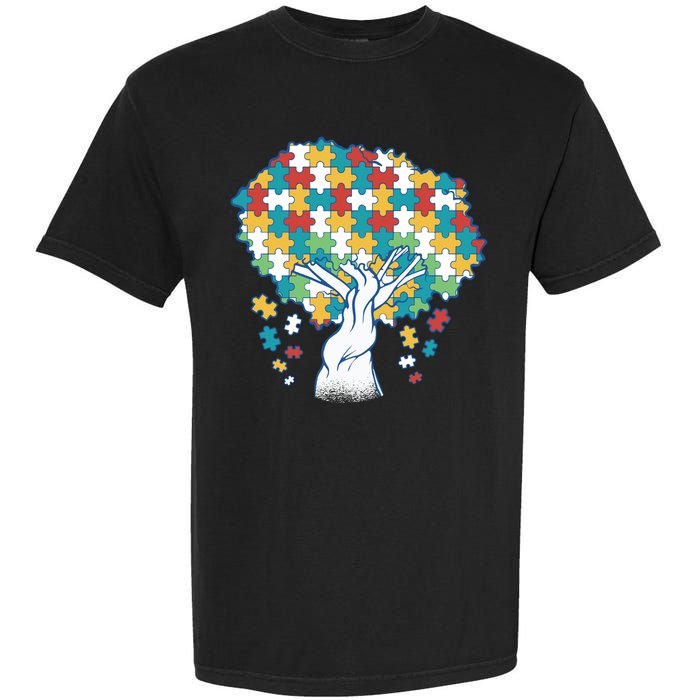 Autism Awareness Puzzle Tree Garment-Dyed Heavyweight T-Shirt