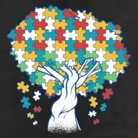 Autism Awareness Puzzle Tree Garment-Dyed Heavyweight T-Shirt