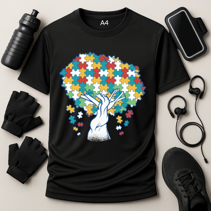 Autism Awareness Puzzle Tree Performance Shirt
