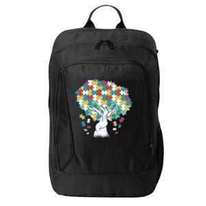 Autism Awareness Puzzle Tree City Backpack