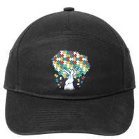 Autism Awareness Puzzle Tree 7-Panel Snapback Hat