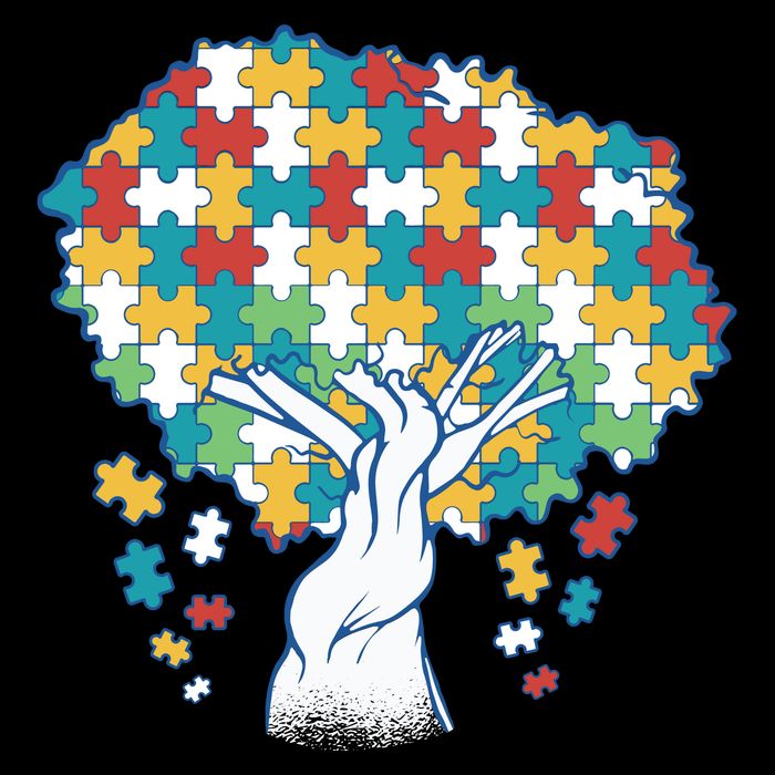 Autism Awareness Puzzle Tree 7-Panel Snapback Hat