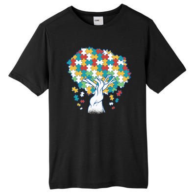 Autism Awareness Puzzle Tree Tall Fusion ChromaSoft Performance T-Shirt