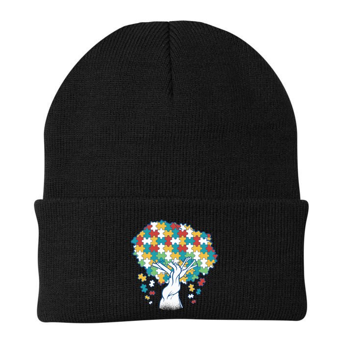 Autism Awareness Puzzle Tree Beanie
