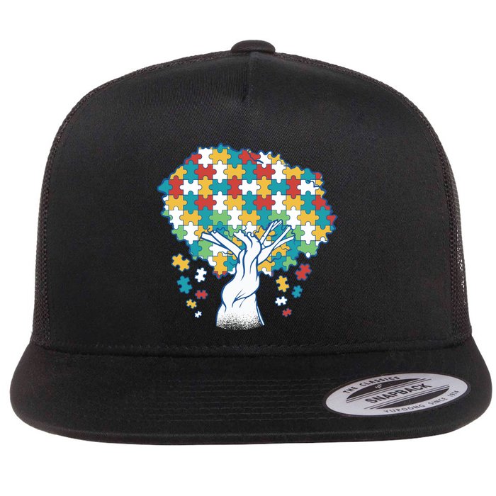 Autism Awareness Puzzle Tree Flatbill Hat