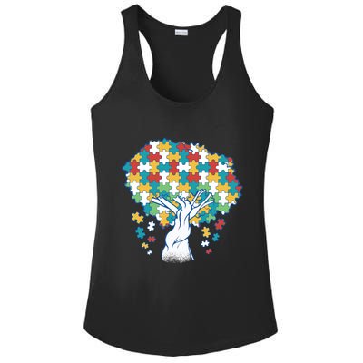 Autism Awareness Puzzle Tree Ladies PosiCharge Competitor Racerback Tank