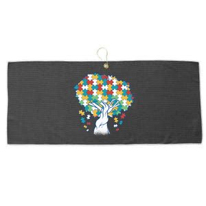 Autism Awareness Puzzle Tree Large Microfiber Waffle Golf Towel