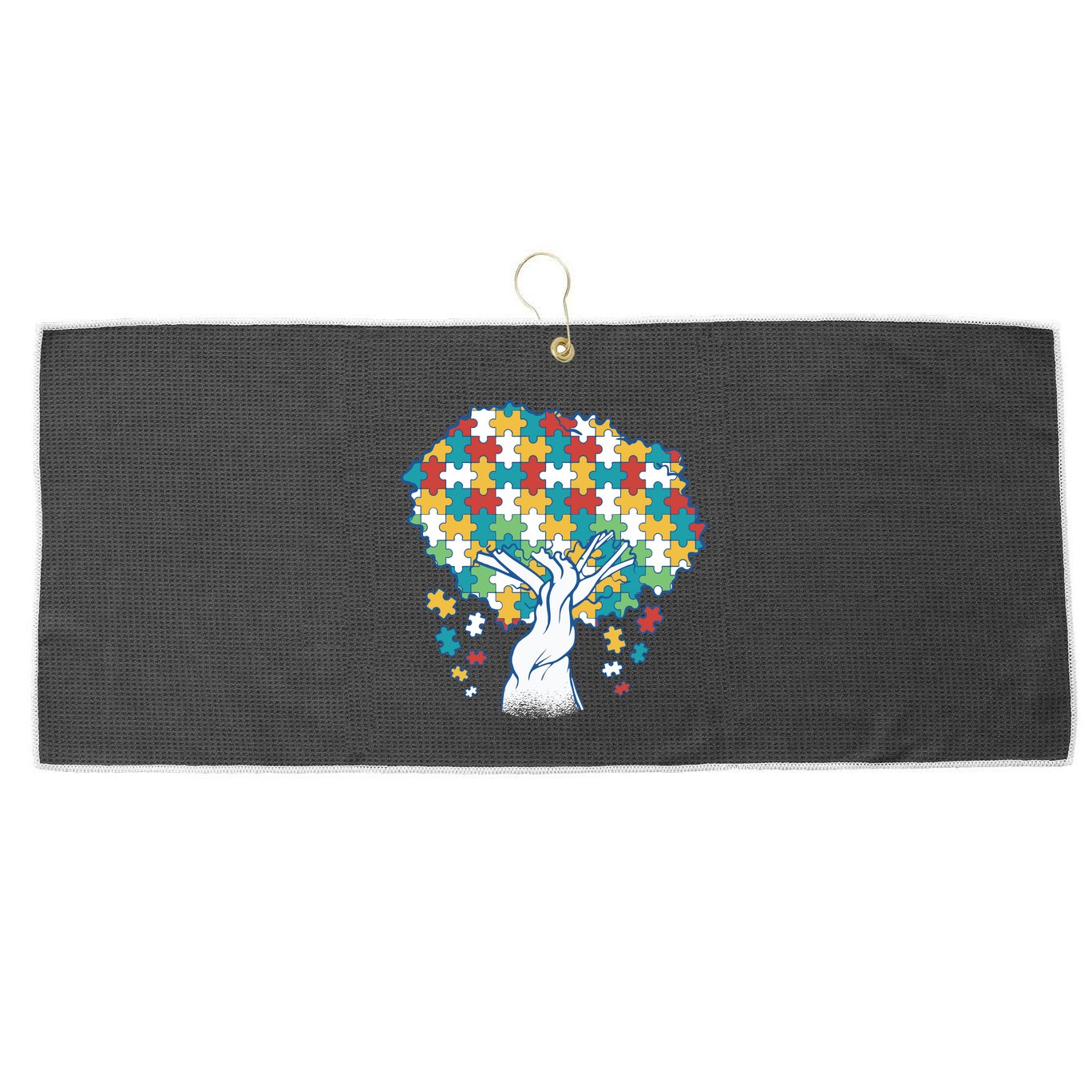 Autism Awareness Puzzle Tree Large Microfiber Waffle Golf Towel