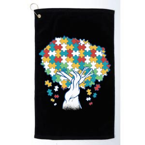 Autism Awareness Puzzle Tree Platinum Collection Golf Towel