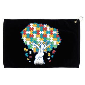 Autism Awareness Puzzle Tree Grommeted Golf Towel