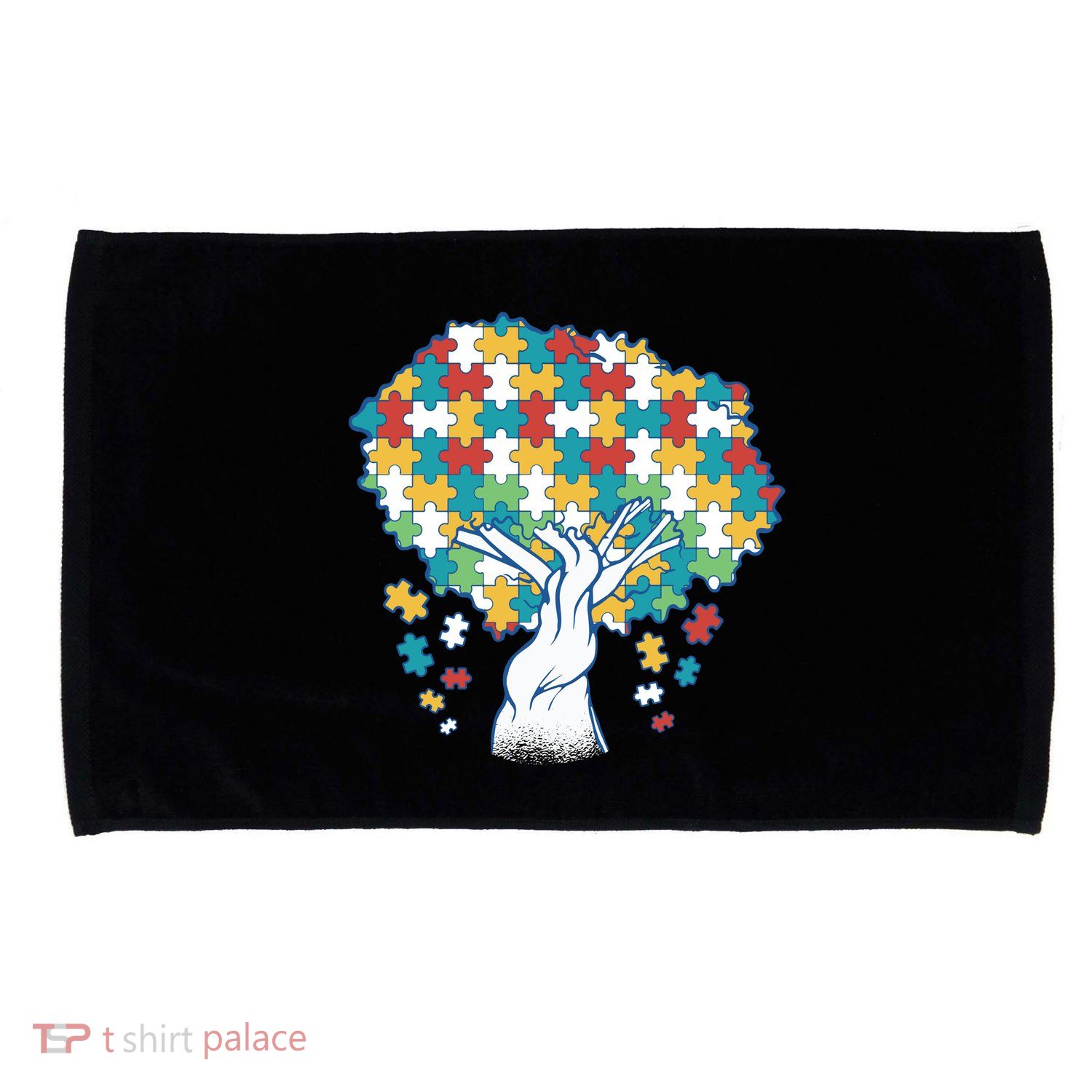 Autism Awareness Puzzle Tree Microfiber Hand Towel