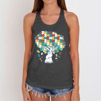 Autism Awareness Puzzle Tree Women's Knotted Racerback Tank