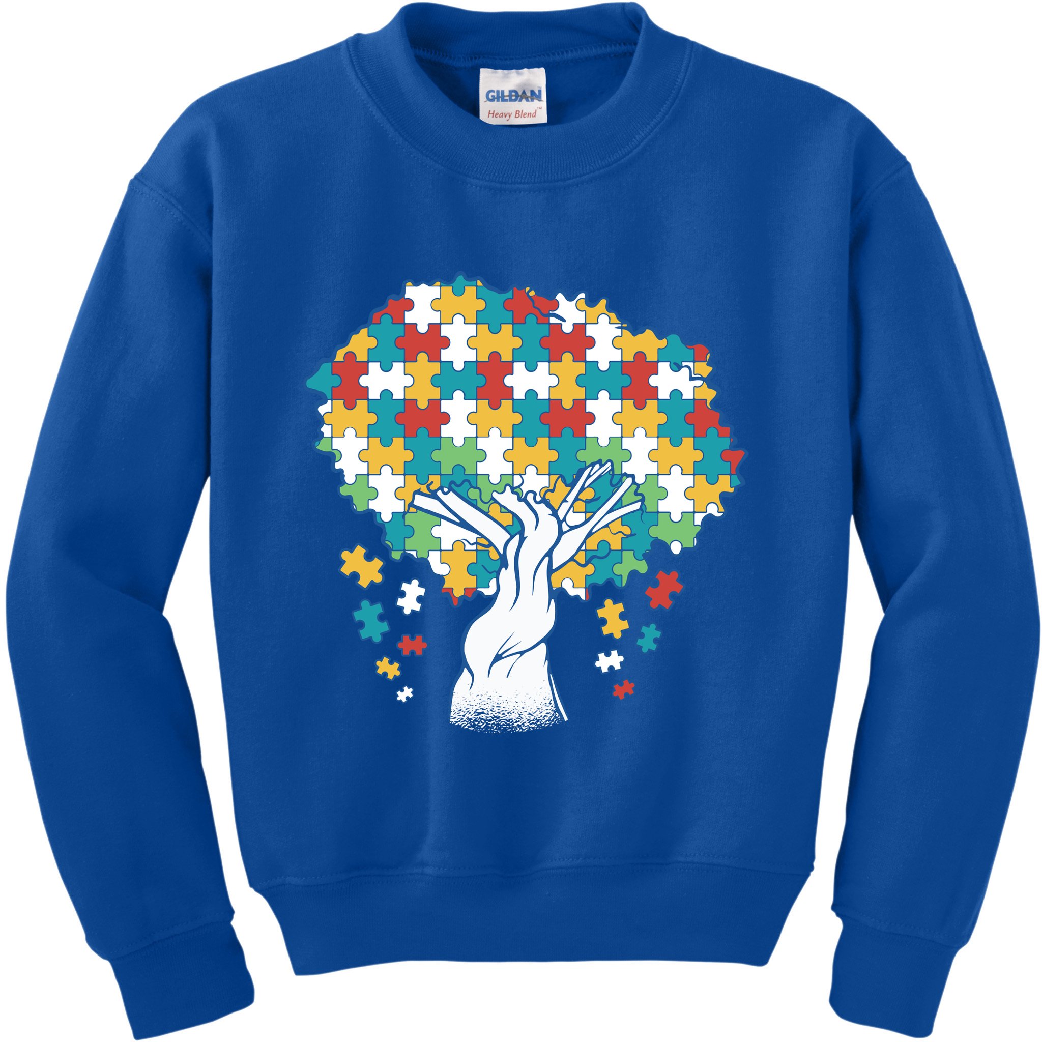 Autism Awareness Puzzle Tree Kids Sweatshirt