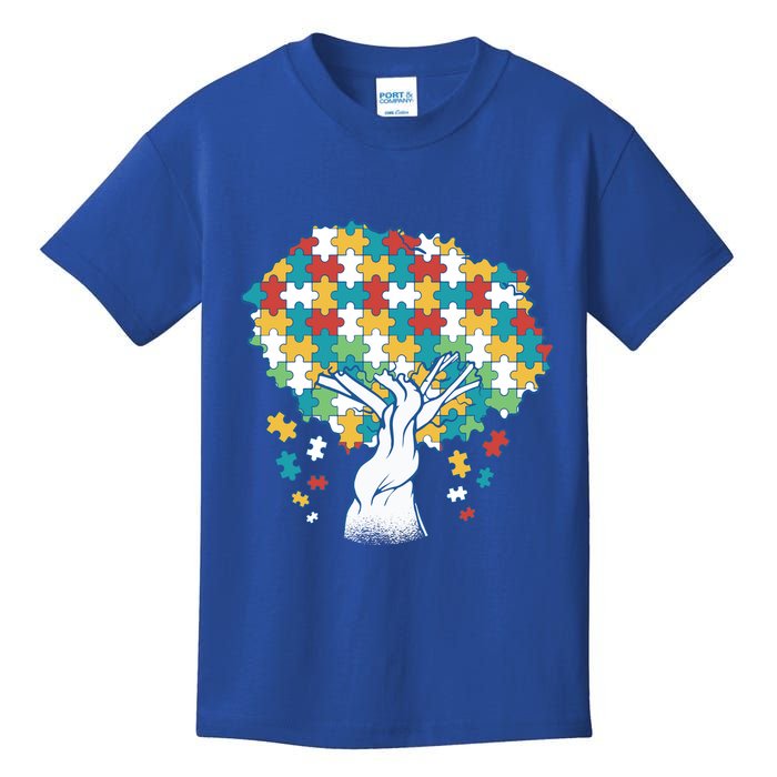 Autism Awareness Puzzle Tree Kids T-Shirt