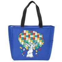 Autism Awareness Puzzle Tree Zip Tote Bag