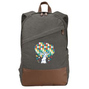 Autism Awareness Puzzle Tree Cotton Canvas Backpack