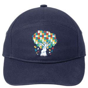 Autism Awareness Puzzle Tree 7-Panel Snapback Hat