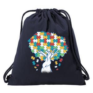 Autism Awareness Puzzle Tree Drawstring Bag