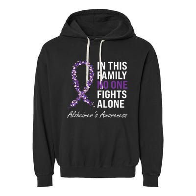 Alzheimer's Awareness Purple Ribbon Dementia Mom Dad Grandpa Garment-Dyed Fleece Hoodie