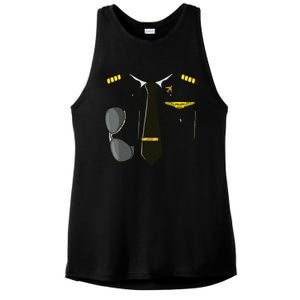 Airplane Airline Pilot Costume Kids Dress Up HALLOWEEN Ladies PosiCharge Tri-Blend Wicking Tank