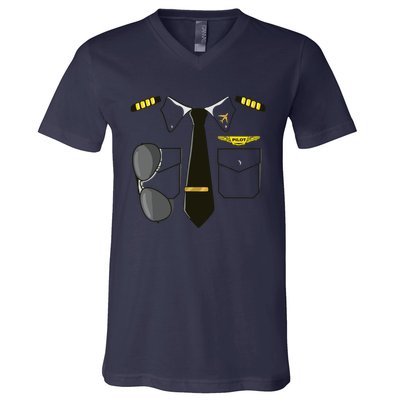 Airplane Airline Pilot Costume Kids Dress Up HALLOWEEN V-Neck T-Shirt