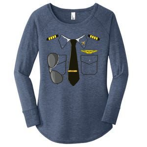 Airplane Airline Pilot Costume Kids Dress Up HALLOWEEN Women's Perfect Tri Tunic Long Sleeve Shirt