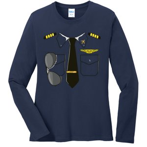 Airplane Airline Pilot Costume Kids Dress Up HALLOWEEN Ladies Long Sleeve Shirt