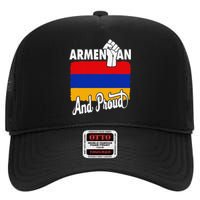 Armenian And Proud Love Armenia With Armenia Flag High Crown Mesh Back Trucker Hat