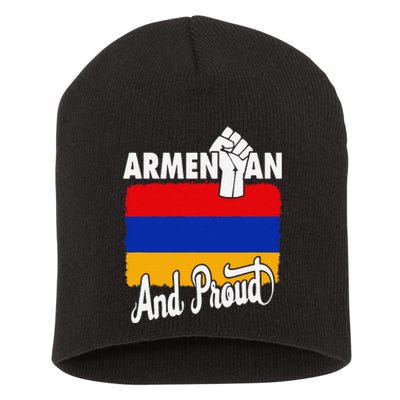 Armenian And Proud Love Armenia With Armenia Flag Short Acrylic Beanie