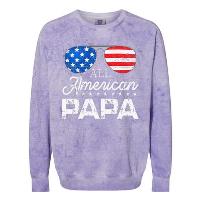 All American Papa 4th of July Father's Day USA Flag Colorblast Crewneck Sweatshirt