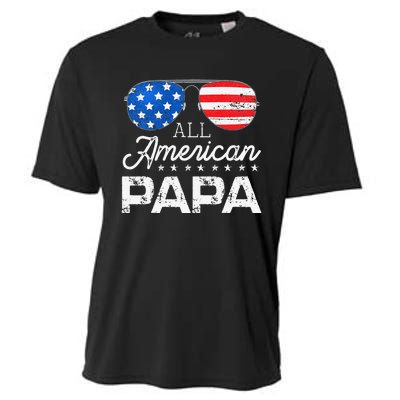 All American Papa 4th of July Father's Day USA Flag Cooling Performance Crew T-Shirt