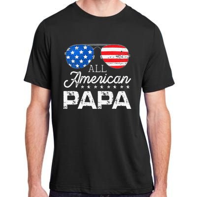 All American Papa 4th of July Father's Day USA Flag Adult ChromaSoft Performance T-Shirt