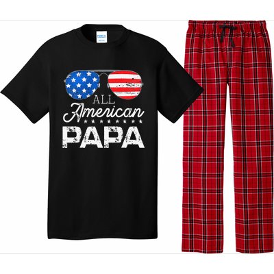 All American Papa 4th of July Father's Day USA Flag Pajama Set