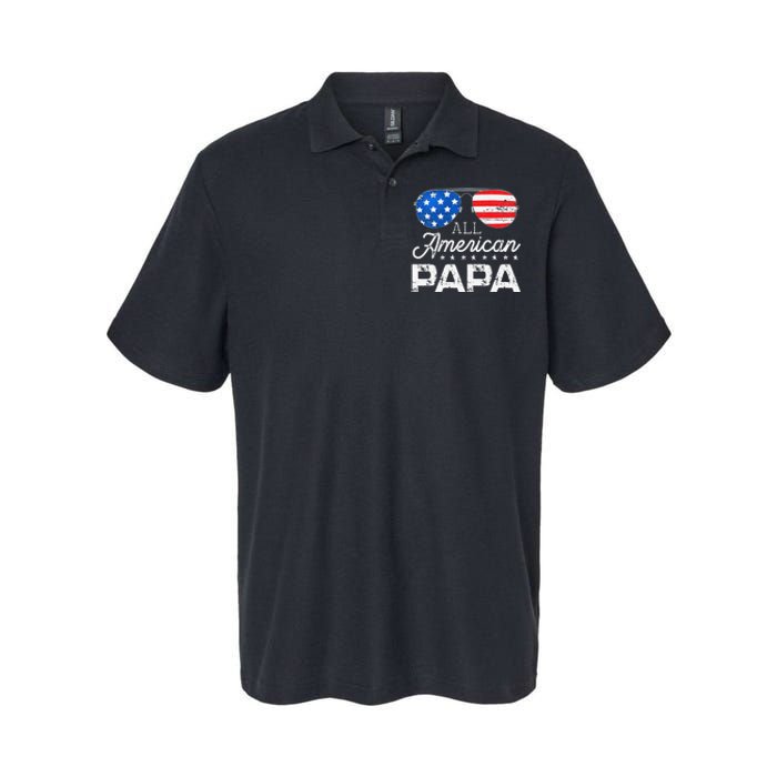 All American Papa 4th of July Father's Day USA Flag Softstyle Adult Sport Polo