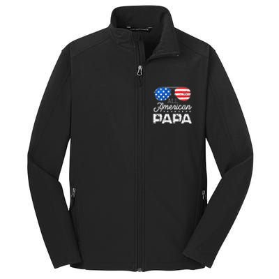 All American Papa 4th of July Father's Day USA Flag Core Soft Shell Jacket