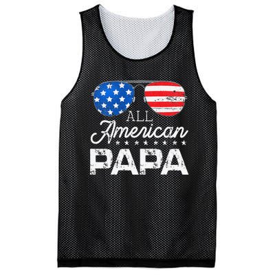 All American Papa 4th of July Father's Day USA Flag Mesh Reversible Basketball Jersey Tank