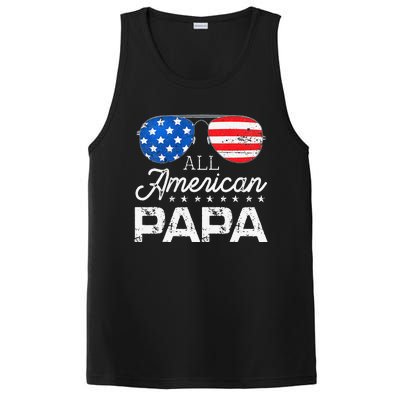 All American Papa 4th of July Father's Day USA Flag PosiCharge Competitor Tank