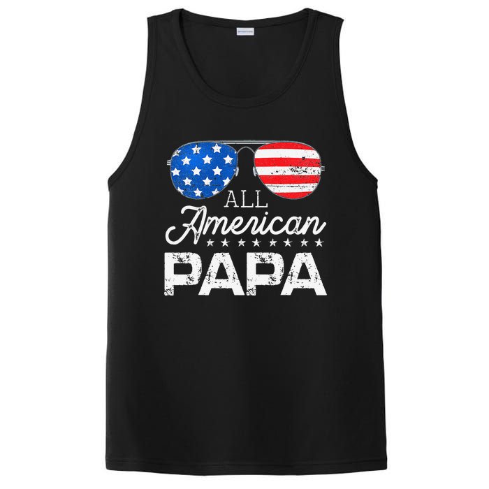 All American Papa 4th of July Father's Day USA Flag PosiCharge Competitor Tank