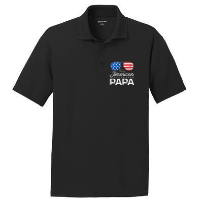 All American Papa 4th of July Father's Day USA Flag PosiCharge RacerMesh Polo