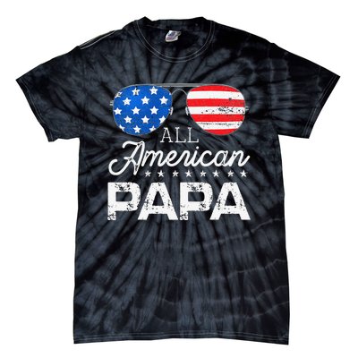 All American Papa 4th of July Father's Day USA Flag Tie-Dye T-Shirt