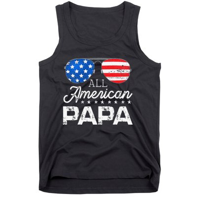 All American Papa 4th of July Father's Day USA Flag Tank Top